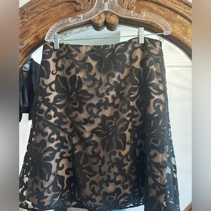 Ann Taylor Jacquard Lace Flounce Skirt Size 10. Cott & silk.